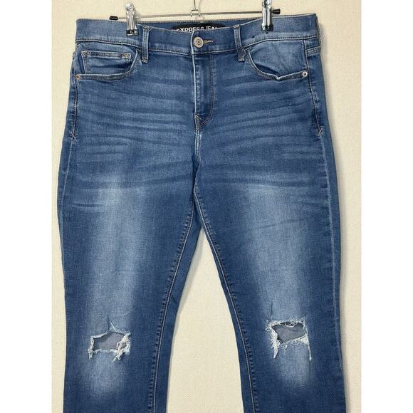 Express Jeans Womens 10R Ultimate Stretch Super Skinny Mid Rise Grunge Distress - Picture 2 of 12
